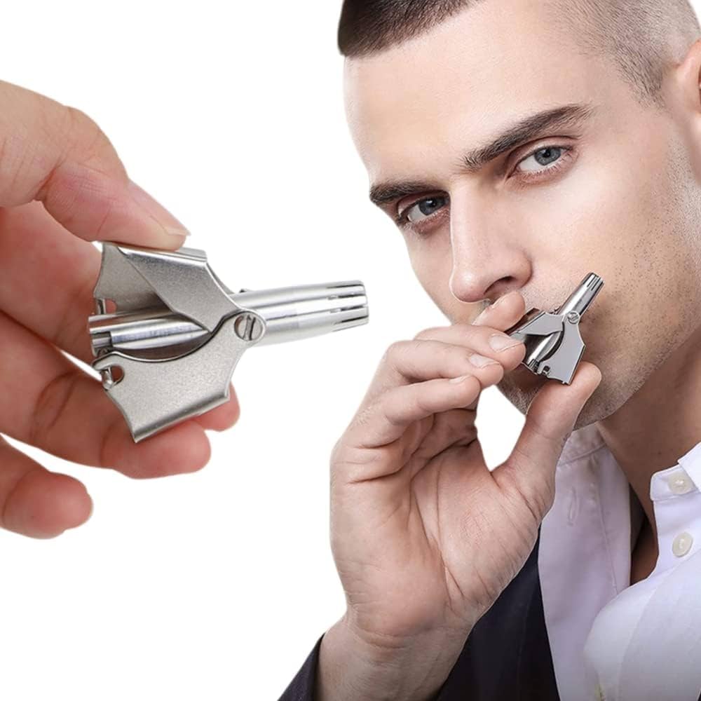 Portable Stainless Steel Manual Nose and Ear Hair Trimmer for Men & Women ( 2 Pcs)