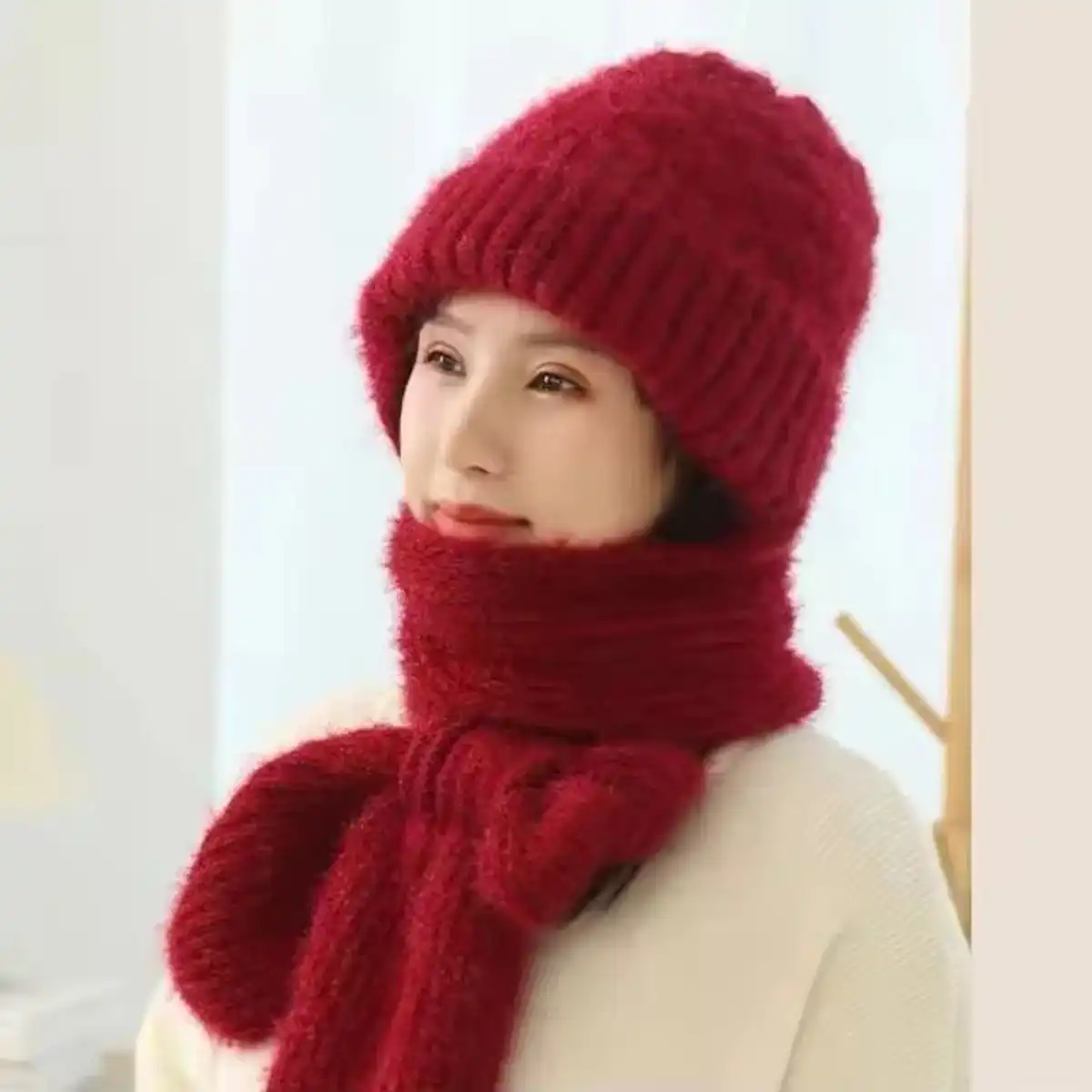 Winter Protection Windproof Cap with Scarf (red colour)