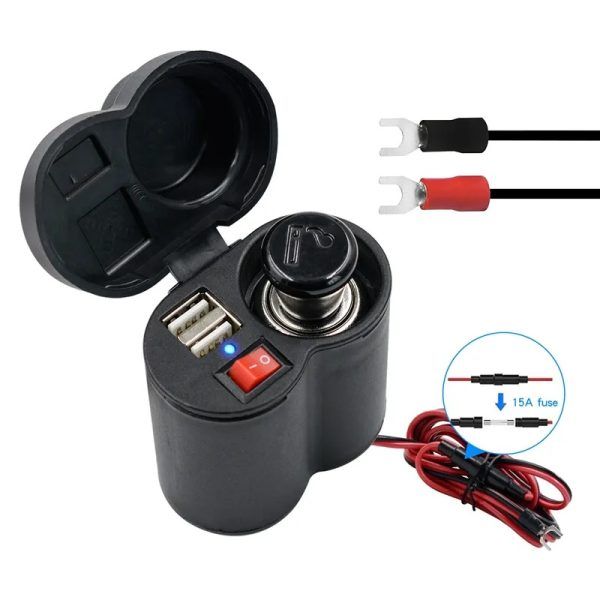Waterproof Multifunctional Motorcycle USB Charger and Lighter