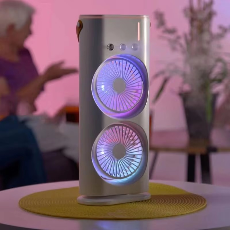 Rechargeable Double-ended Spray Fan Portable Humidifier Fan Air Conditioner Household Small Air Cooler